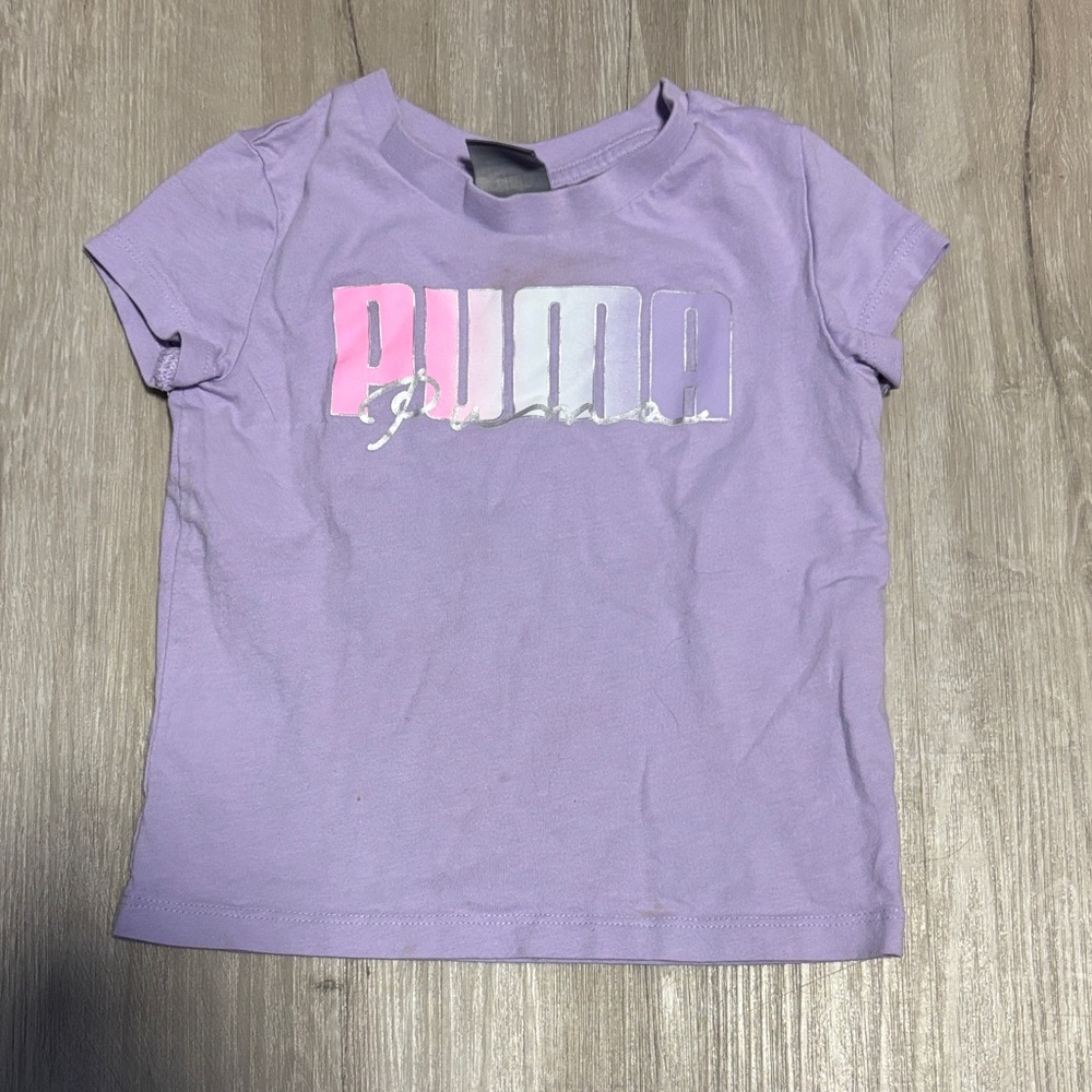 Puma‎ Lavender Short Sleeve Logo Tee with Pink & White Accents